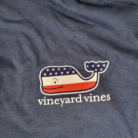 Vineyard Vines Long Sleeve Hoodie T-Shirt Mens Large Navy Flag Patriotic Whale - Picture 4 of 9